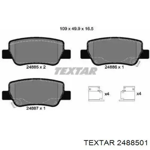 2488501 Textar Колодки гальмівні задні, дискові