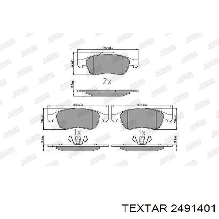 Купити 2491401 Textar Колодки гальмівні передні, дискові