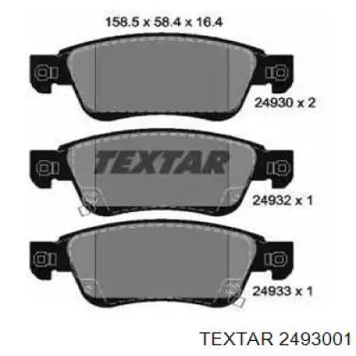 Гальмівні колодки Textar 2493001 ціна, від 30.26 USD