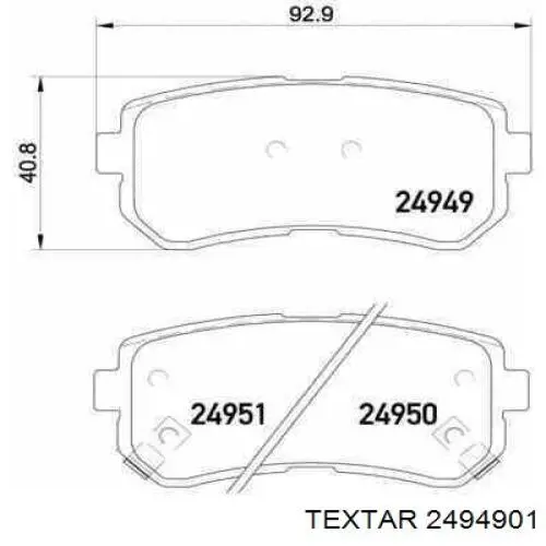 Задні гальмівні колодки 2494901 Textar