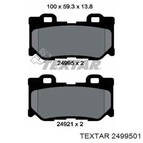 2499501 Textar Колодки гальмівні задні, дискові
