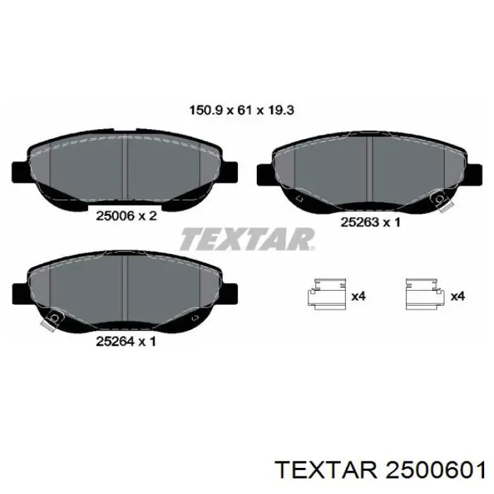 2500601 Textar колодки гальмівні передні, дискові