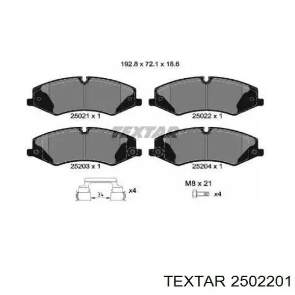 Купити 2502201 Textar Колодки гальмівні передні, дискові