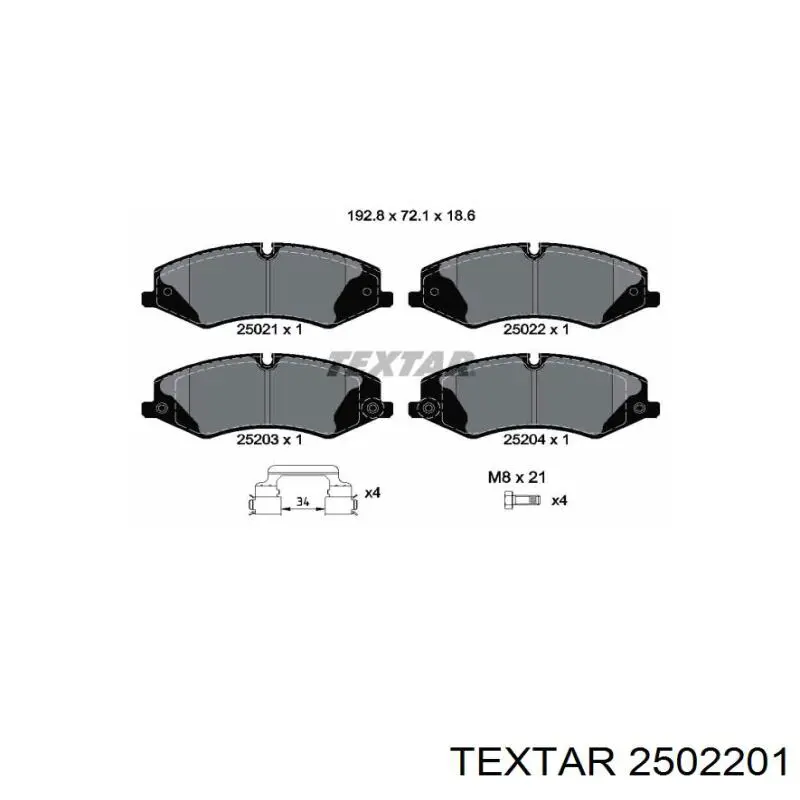 2502201 Textar колодки гальмівні передні, дискові