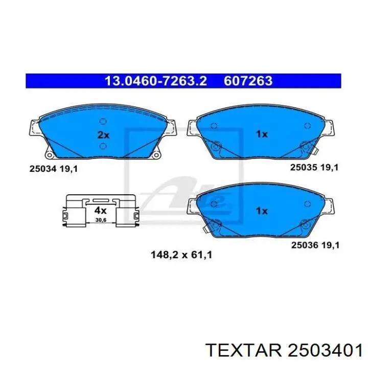 Передні тормозні колодки 2503401 Textar