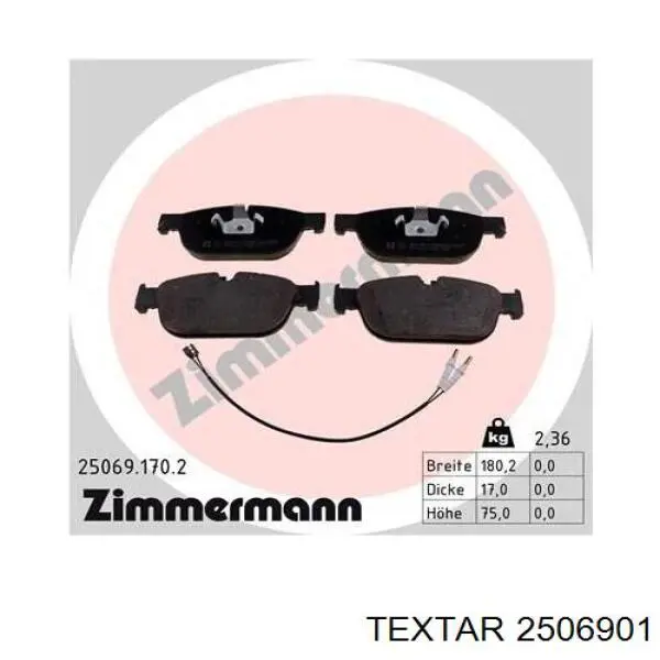 Передні тормозні колодки 2506901 Textar