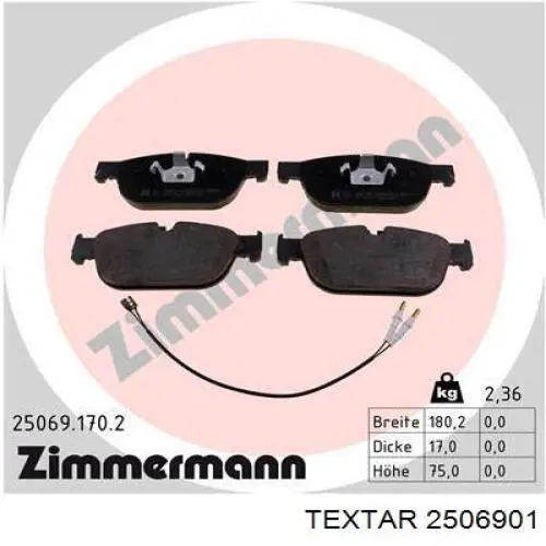 Гальмівні колодки Textar 2506901 ціна, від 27.96 USD