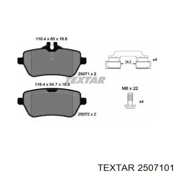 Задні гальмівні колодки Textar 2507101 ціна, від 74.76 USD