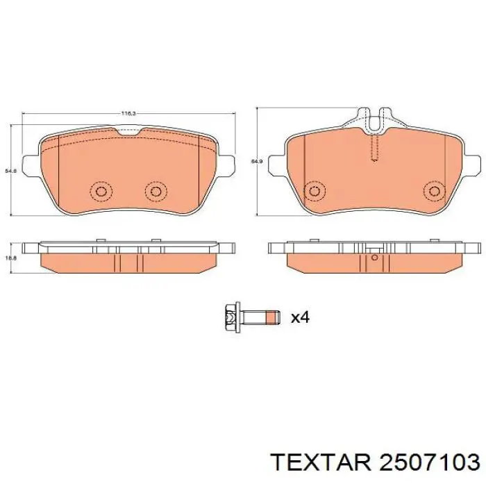Задні гальмівні колодки Textar 2507103 ціна, від 78.97 USD