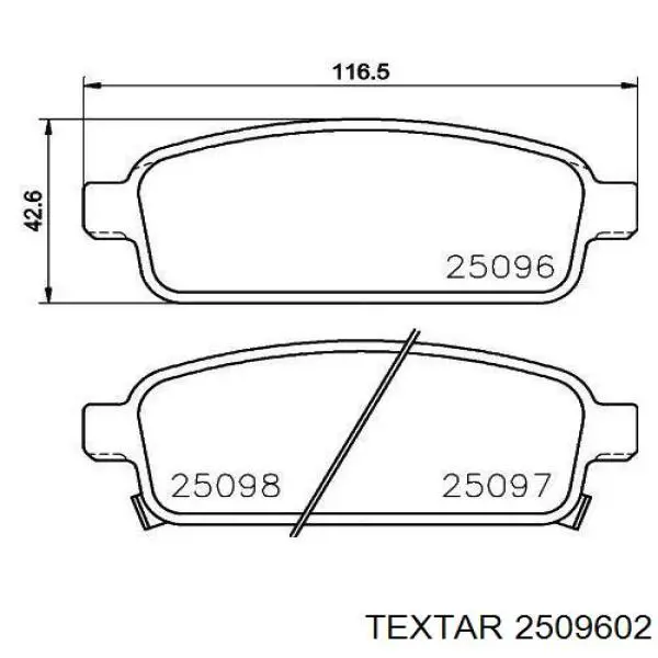 Задні гальмівні колодки Textar 2509602 ціна, від 17.82 USD