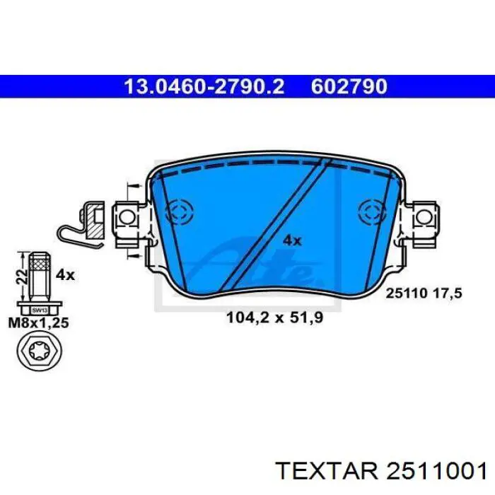 Задні гальмівні колодки Textar 2511001 ціна, від 25.61 USD