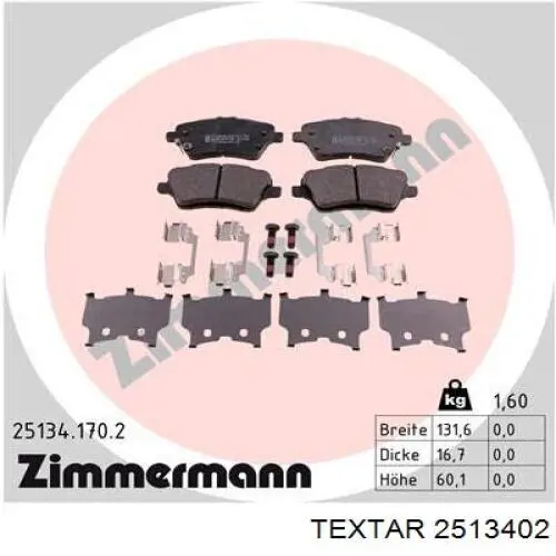 Гальмівні колодки Textar 2513402 ціна, від 37.20 USD