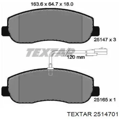 Купити 2514701 Textar Колодки гальмівні передні, дискові