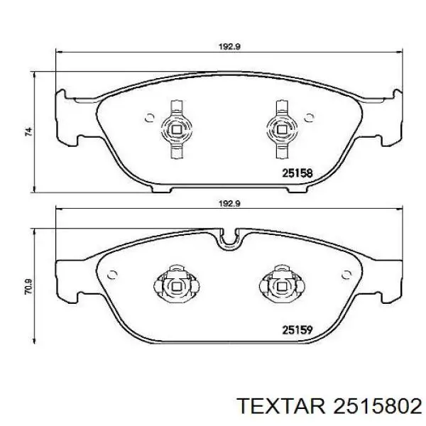 2515802 Textar колодки гальмівні передні, дискові