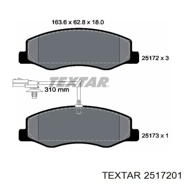 2517201 Textar колодки гальмові задні, дискові