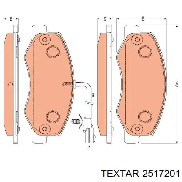 Задні гальмівні колодки Textar 2517201 ціна, від 24.50 USD