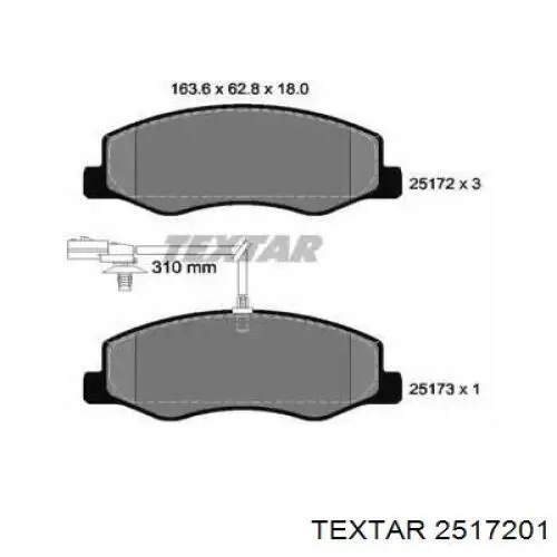 Купити 2517201 Textar Задні колодки