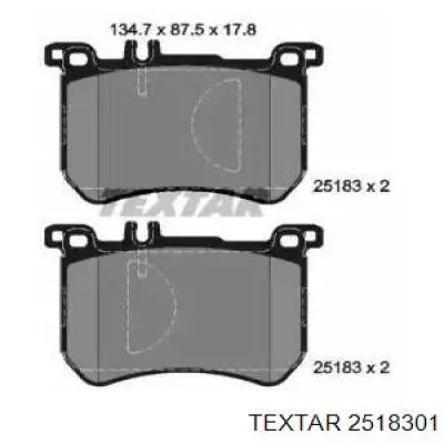 Гальмівні колодки Textar 2518301 ціна, від 77.12 USD