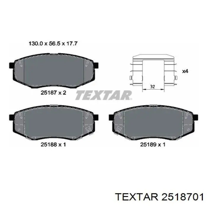 2518701 Textar колодки гальмівні передні, дискові