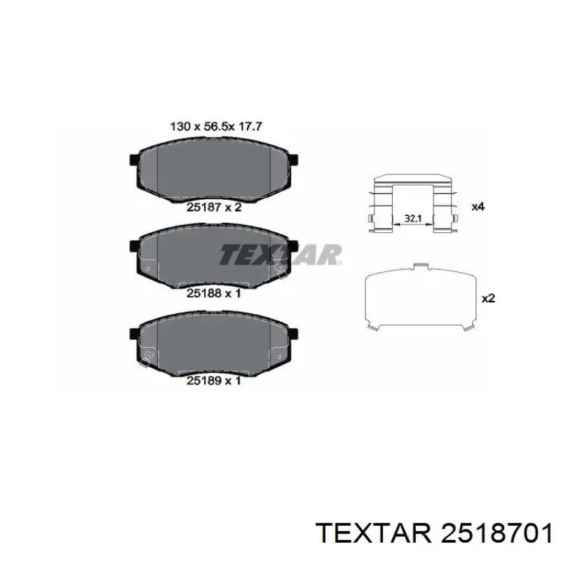 Гальмівні колодки Textar 2518701 ціна, від 34.44 USD