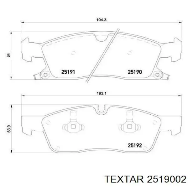 2519002 Textar Передні гальмівні колодки