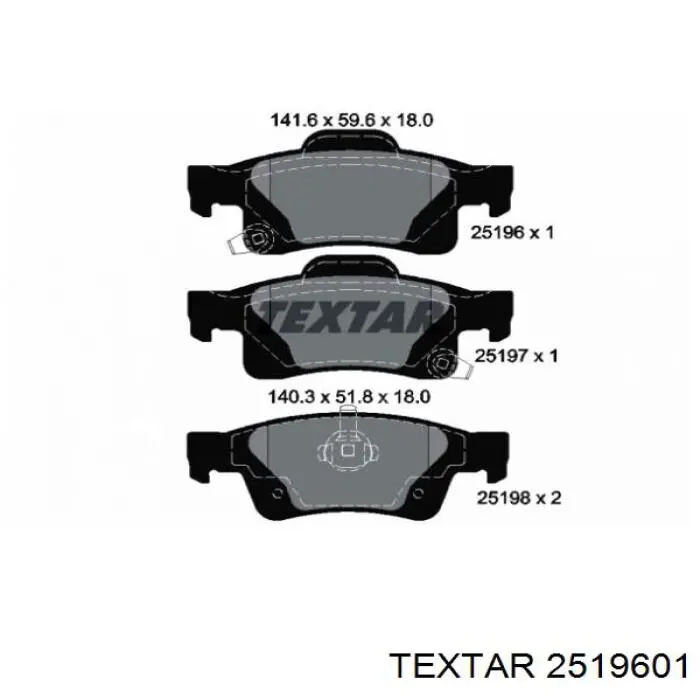 Колодки гальмові задні, дискові 2519601 Textar