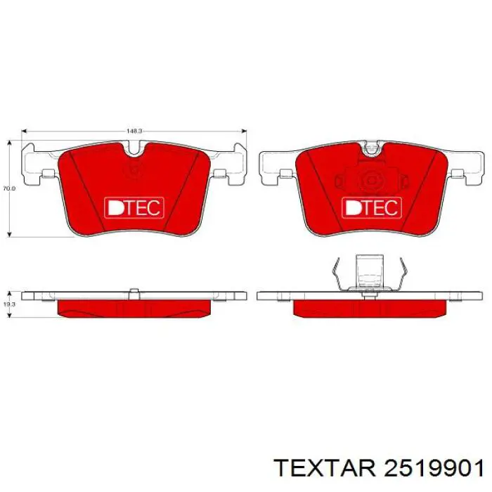 Колодки гальмівні передні, дискові 2519901 Textar