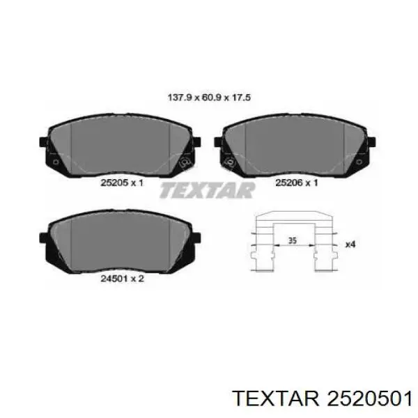 Гальмівні колодки Textar 2520501 ціна, від 54.35 USD