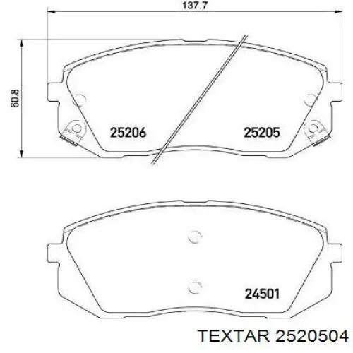 Колодки гальмівні передні, дискові 2520504 Textar