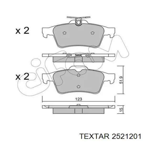 Задні гальмівні колодки Textar 2521201 ціна, від 22.73 USD