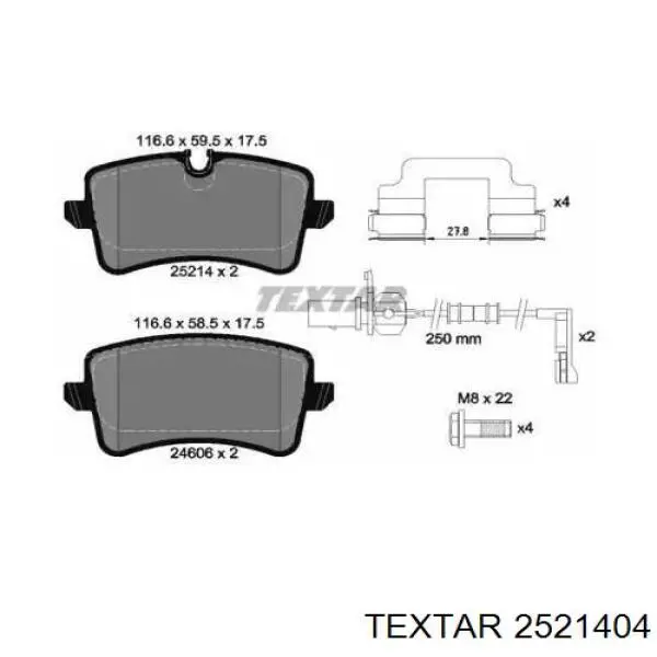 Задні гальмівні колодки Textar 2521404 ціна, від 68.68 USD