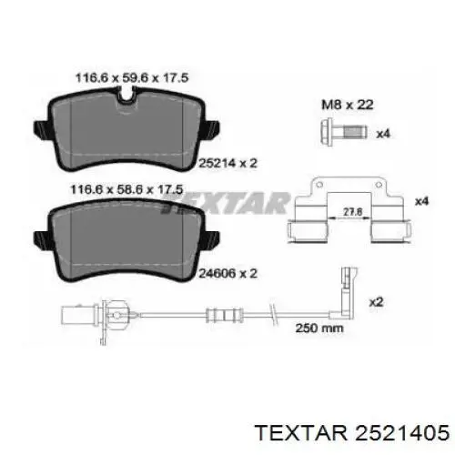 Задні гальмівні колодки Textar 2521405 ціна, від 44.58 USD