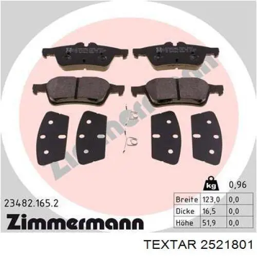 Купити 2521801 Textar Задні колодки