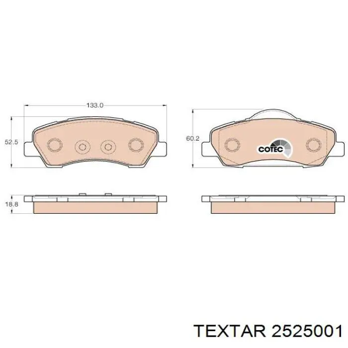 Передні тормозні колодки 2525001 Textar