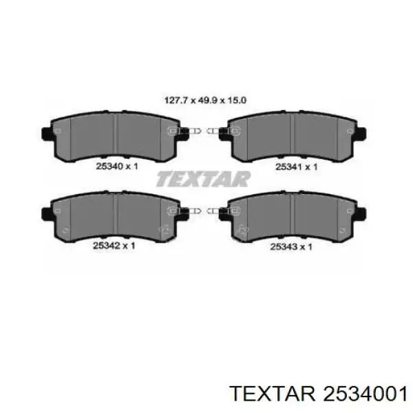 2534001 Textar Колодки гальмівні задні, дискові