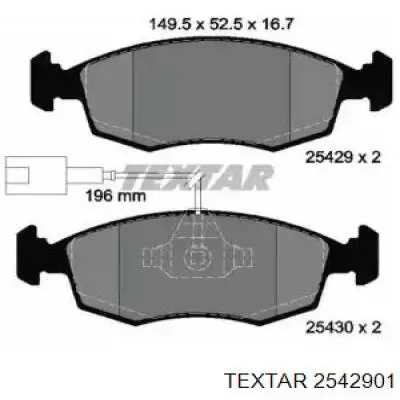 Гальмівні колодки Textar 2542901 ціна, від 29.63 USD