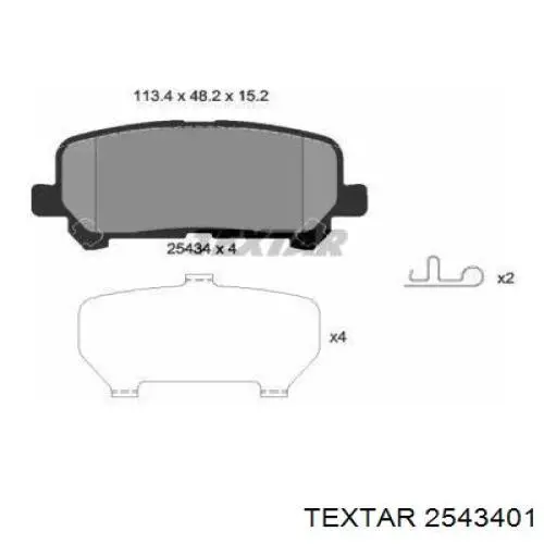Задні гальмівні колодки Textar 2543401 ціна, від 26.60 USD
