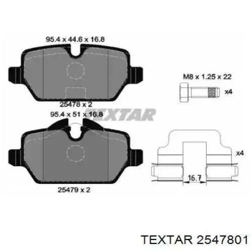 2547801 Textar колодки гальмові задні, дискові