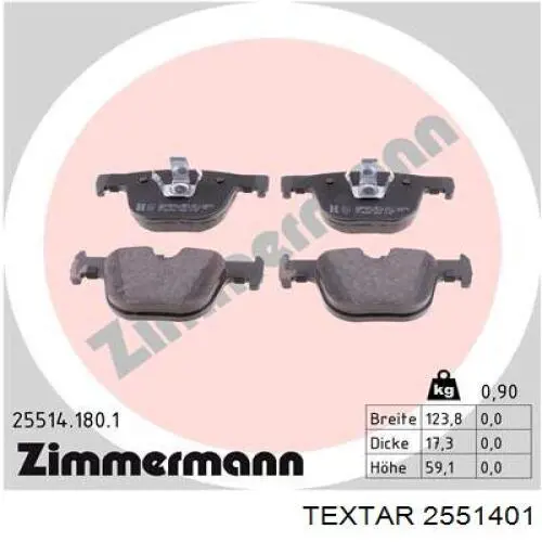 Задні гальмівні колодки Textar 2551401 ціна, від 70.72 USD