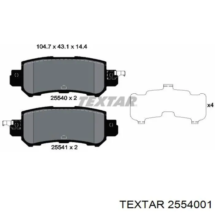 2554001 Textar Колодки гальмівні задні, дискові