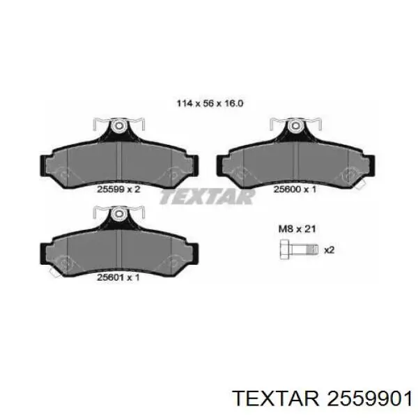 Колодки гальмові задні, дискові 2559901 Textar