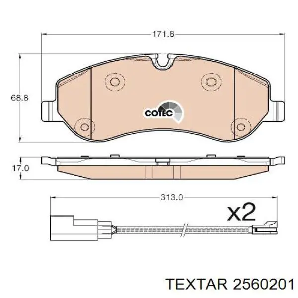 2560201 Textar колодки гальмівні передні, дискові