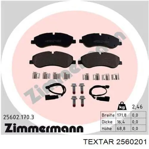 Гальмівні колодки Textar 2560201 ціна, від 37.16 USD