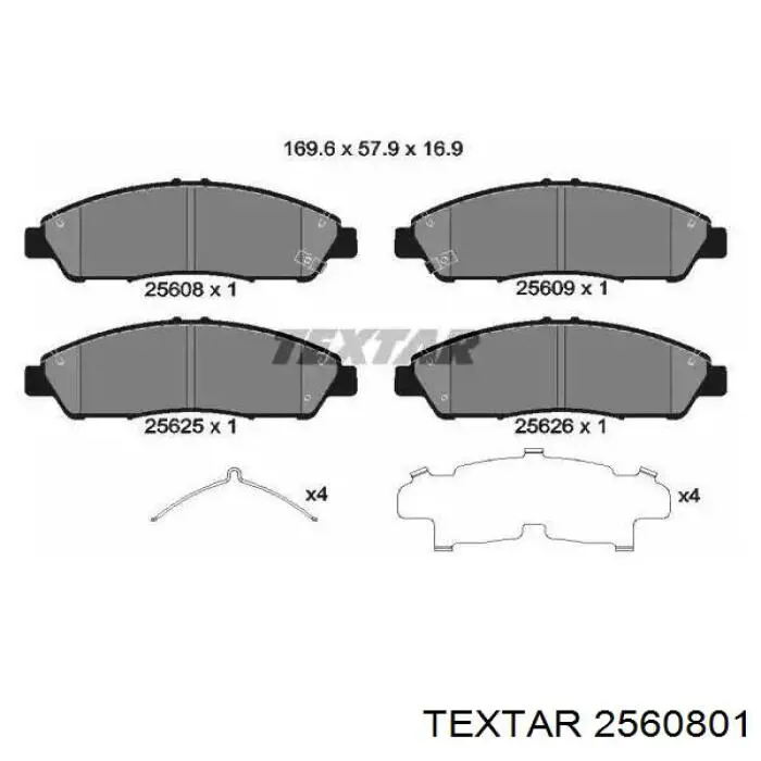Гальмівні колодки Textar 2560801 ціна, від 73.36 USD