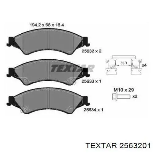 Гальмівні колодки Textar 2563201 ціна, від 46.41 USD