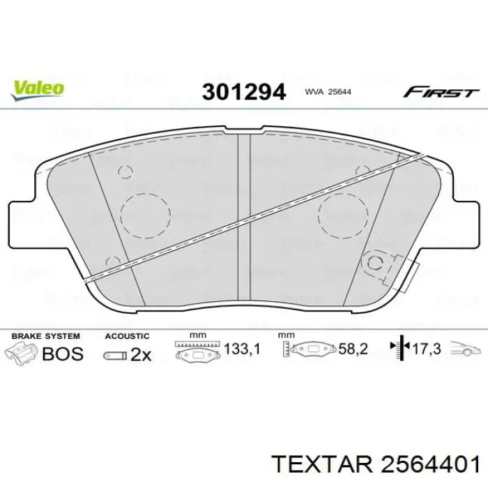 Гальмівні колодки Textar 2564401 ціна, від 25.33 USD