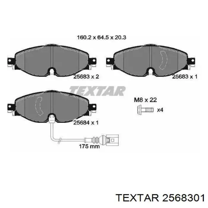Купити 2568301 Textar Колодки гальмівні передні, дискові