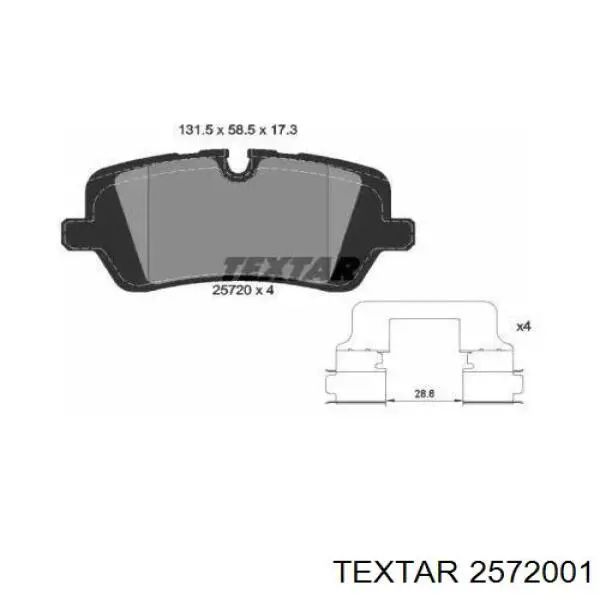 Колодки гальмові задні, дискові 2572001 Textar