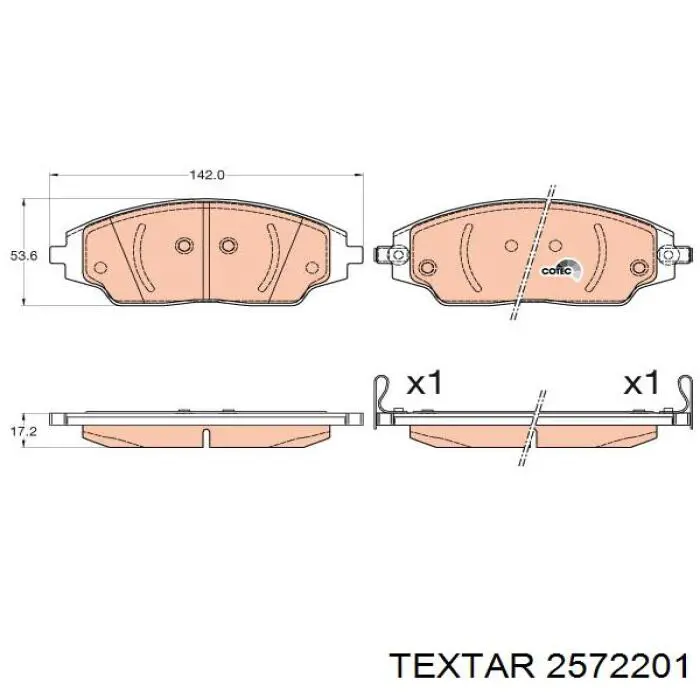 Купити 2572201 Textar Колодки гальмівні передні, дискові