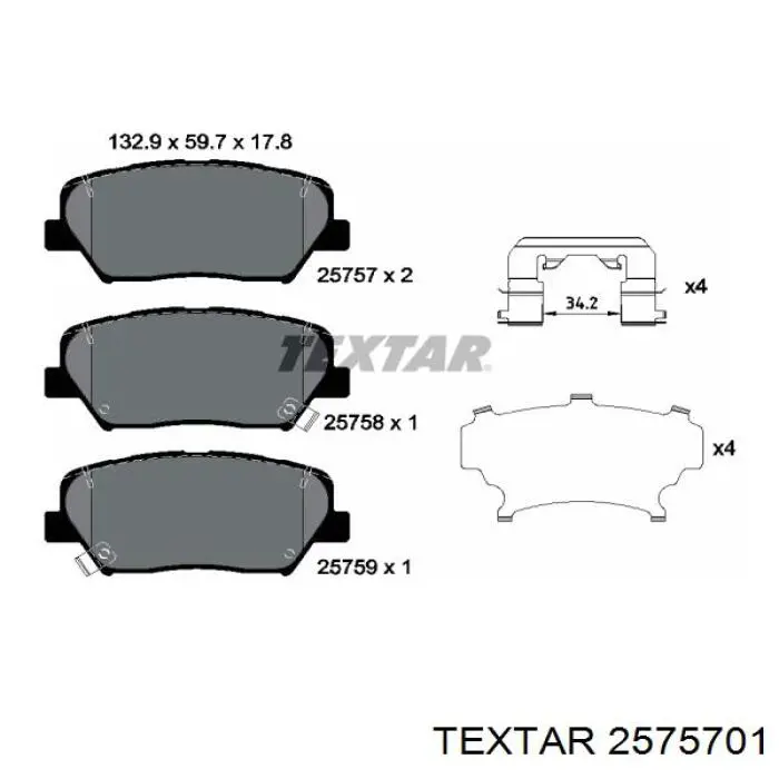 2575701 Textar колодки гальмівні передні, дискові